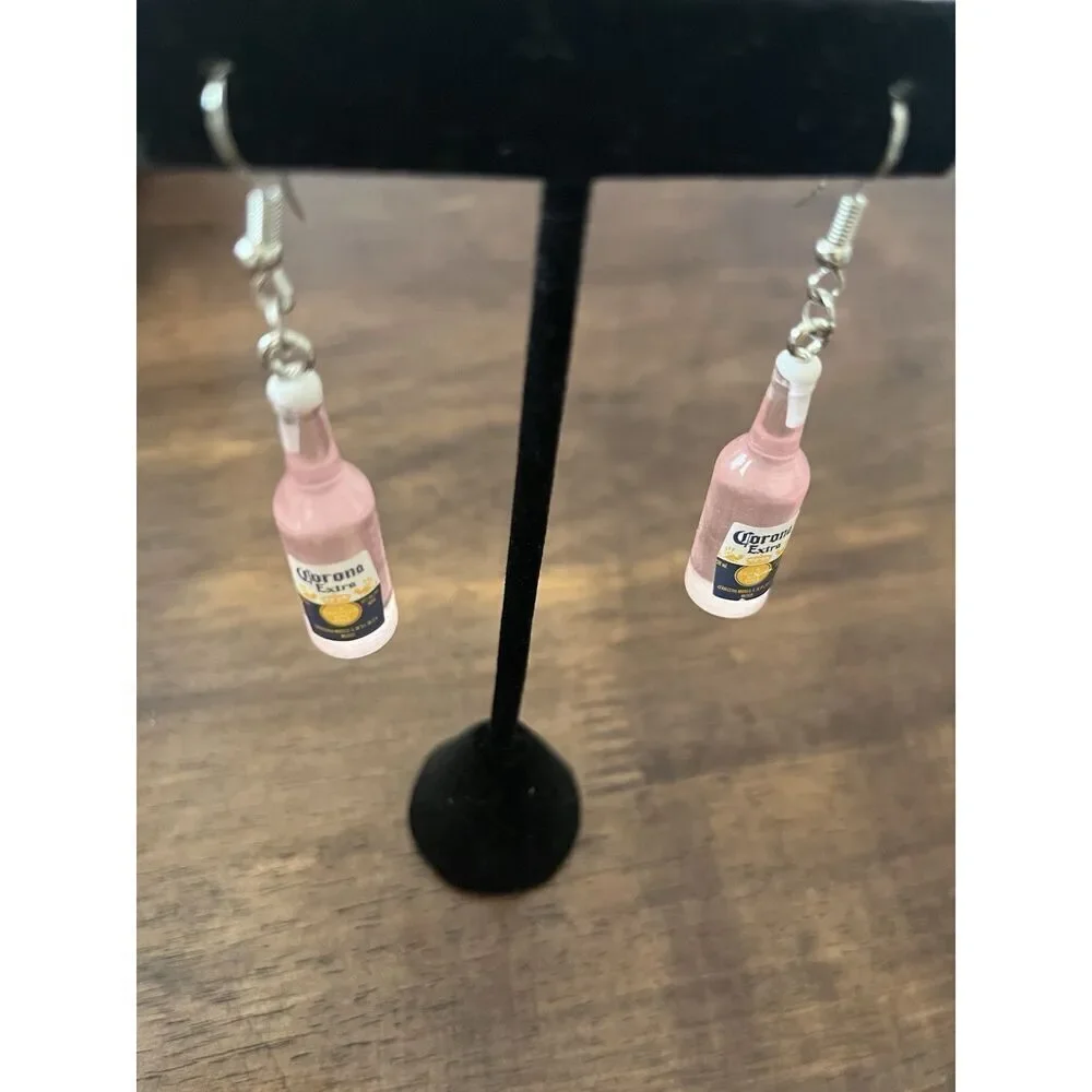 Corona Bottle Unbranded Dangle Hook Earrings 2.5 Drop Beer Alcohol